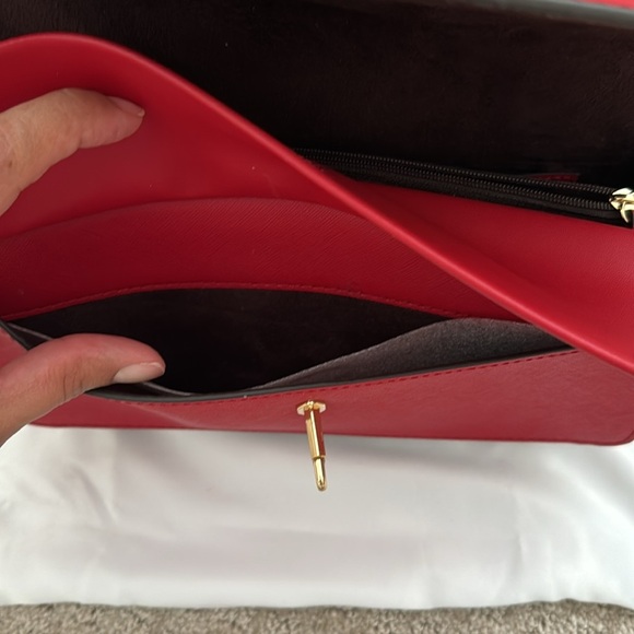 Michael Kors Red Greenwich Medium Saffiano Leather Shoulder Bag - Picture 9 of 15